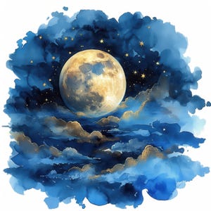9 kosmische hemel clipart, afdrukbare aquarel hemel nachtzicht clipart, nacht prints, hoge kwaliteit jpg, digitale download, papier ambachtelijke junk dagboek