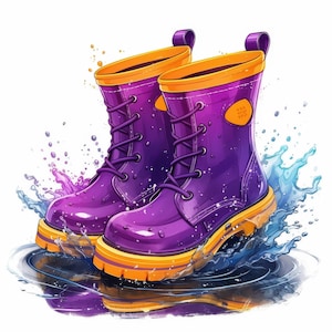 Lot de 18 cliparts bottes de pluie colorées, illustrations de bottes de pluie, clipart aquarelle imprimable, JPG haute qualité, créations en papier, journaux indésirables