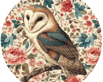 Ensemble de 12 cliparts hibou floral, illustrations d'images de hibou vintage, clipart aquarelle imprimable, JPG de haute qualité, téléchargement numérique, usage Commercial