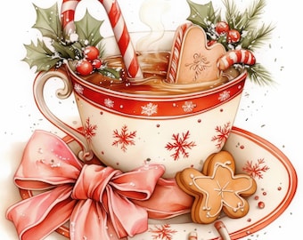 クリスマスクッキークリップアート12点セット、スイーツイラスト、印刷可能な水彩クリップアート、高品質JPG、ペーパークラフト、ジャンクジャーナル
