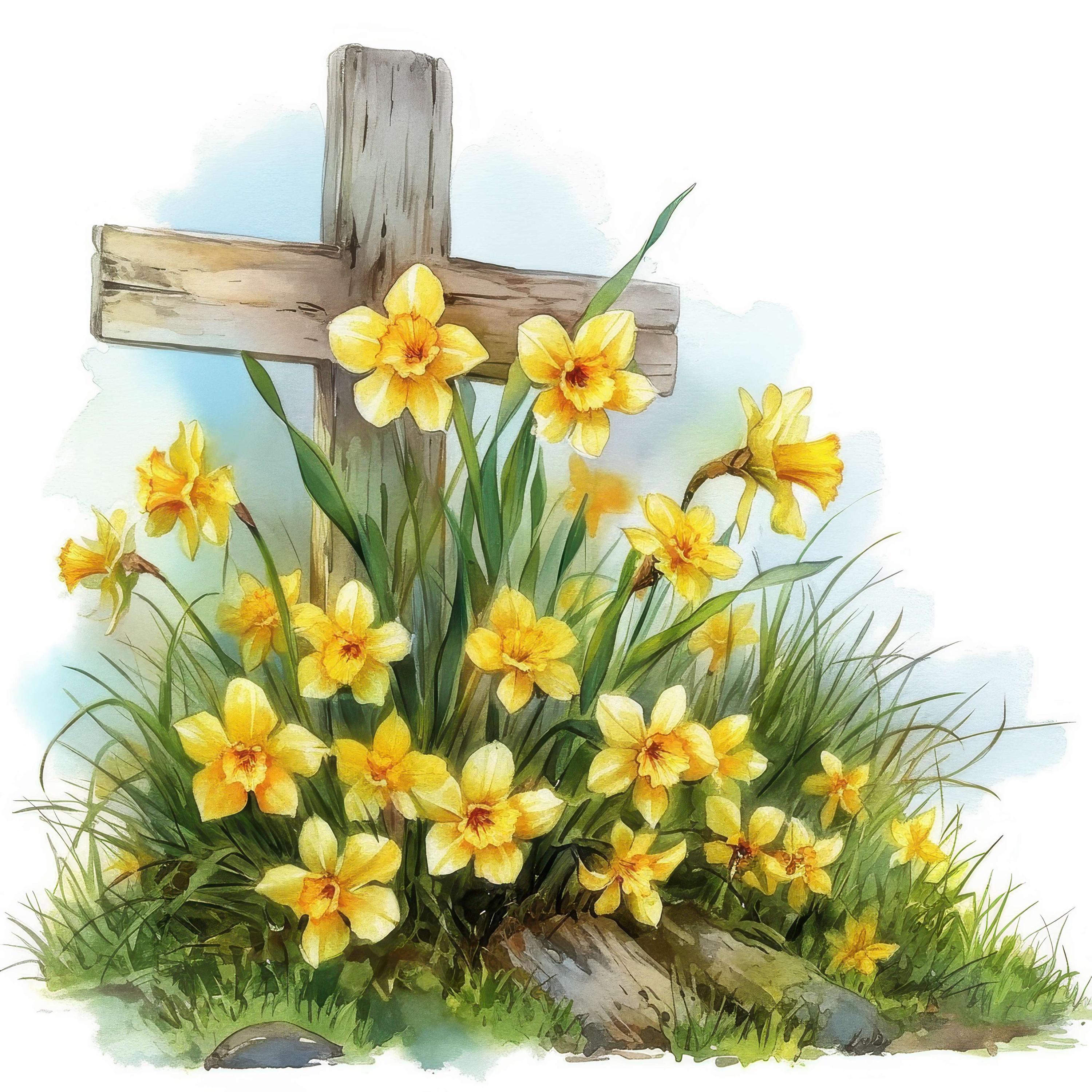 Beautiful Spring Cross 12 Cross Spring Flowers Clipart, Floral Cross Forget Me Not Images ...