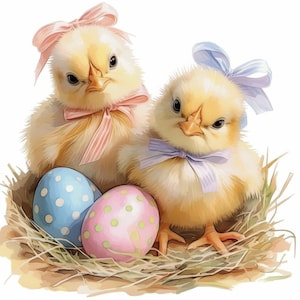 Paquete de 10 imágenes prediseñadas de nidos de Pascua, ilustraciones de nidos de pájaro de Pascua, imágenes prediseñadas de acuarela imprimibles, JPG de alta calidad, manualidades de papel, diarios basura
