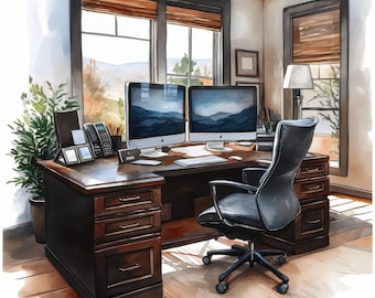 11 Office Work Clipart Bundle, Computer und Dokumente Illustrationen, druckbare Aquarell Clipart, hochwertige JPGs, Papiermodelle