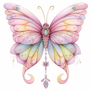 Lot de 12 cliparts papillons fantaisistes, illustrations printanières colorées, cliparts aquarelle imprimables, JPG haute qualité, créations en papier, journaux
