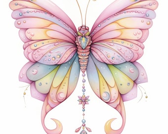 Paquete de 12 imágenes prediseñadas de mariposas caprichosas, coloridas ilustraciones primaverales, imágenes prediseñadas de acuarela imprimibles, JPG de alta calidad, manualidades de papel, diarios