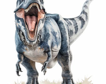 12 Wild Dinosaur Clipart Bundle, Watercolor Printable T Rex Illustrations Images, High Quality JPG, Digital download, High res, Paper craft