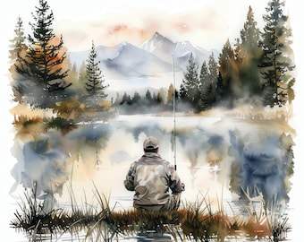 釣りをする男性、JPG画像20枚、クリップアート、ボート釣り、風景