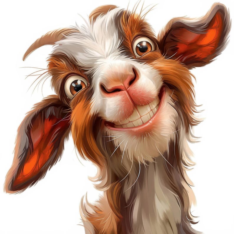 18 Funny Goat Clipart Bundle, Printable Watercolor Funny Goat Portrait Images, High Quality JPG, Digital download, Paper craft, Junk Journal