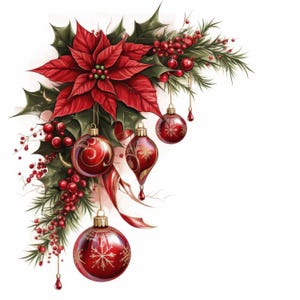 17 kerstranden clipartbundel, afdrukbare aquarel rode kerst clipart, hoge kwaliteit JPG, digitale download, Papercraft, tijdschriften