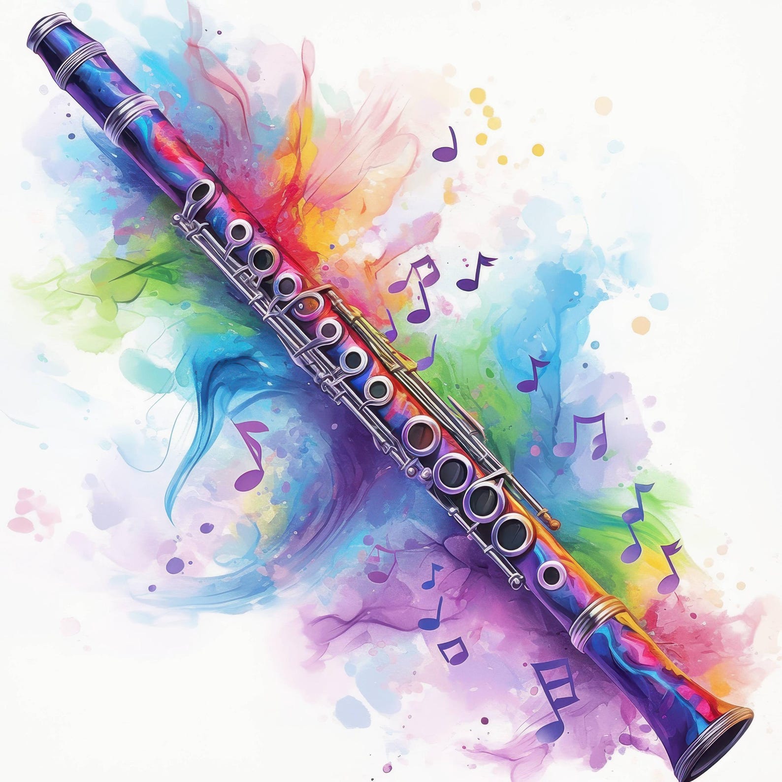11 Colorful Flute Clipart Bundle, Musical Instrument Illustration ...