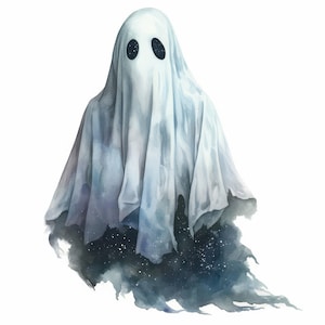 14 Halloween Ghost clipart illustratie bundel, afdrukbare aquarel griezelige clipart, hoge kwaliteit JPG&#39;s, Paper Craft, tijdschriften, kaarten maken