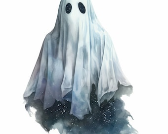 14 Halloween Ghost Clipart Illustration Bundle, Printable Watercolor Spooky Clipart, High Quality JPGs, Paper craft, journals, Card Making