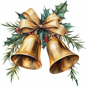 16 Christmas Bells Clipart Bundle, Elegant Bell Illustrations ...