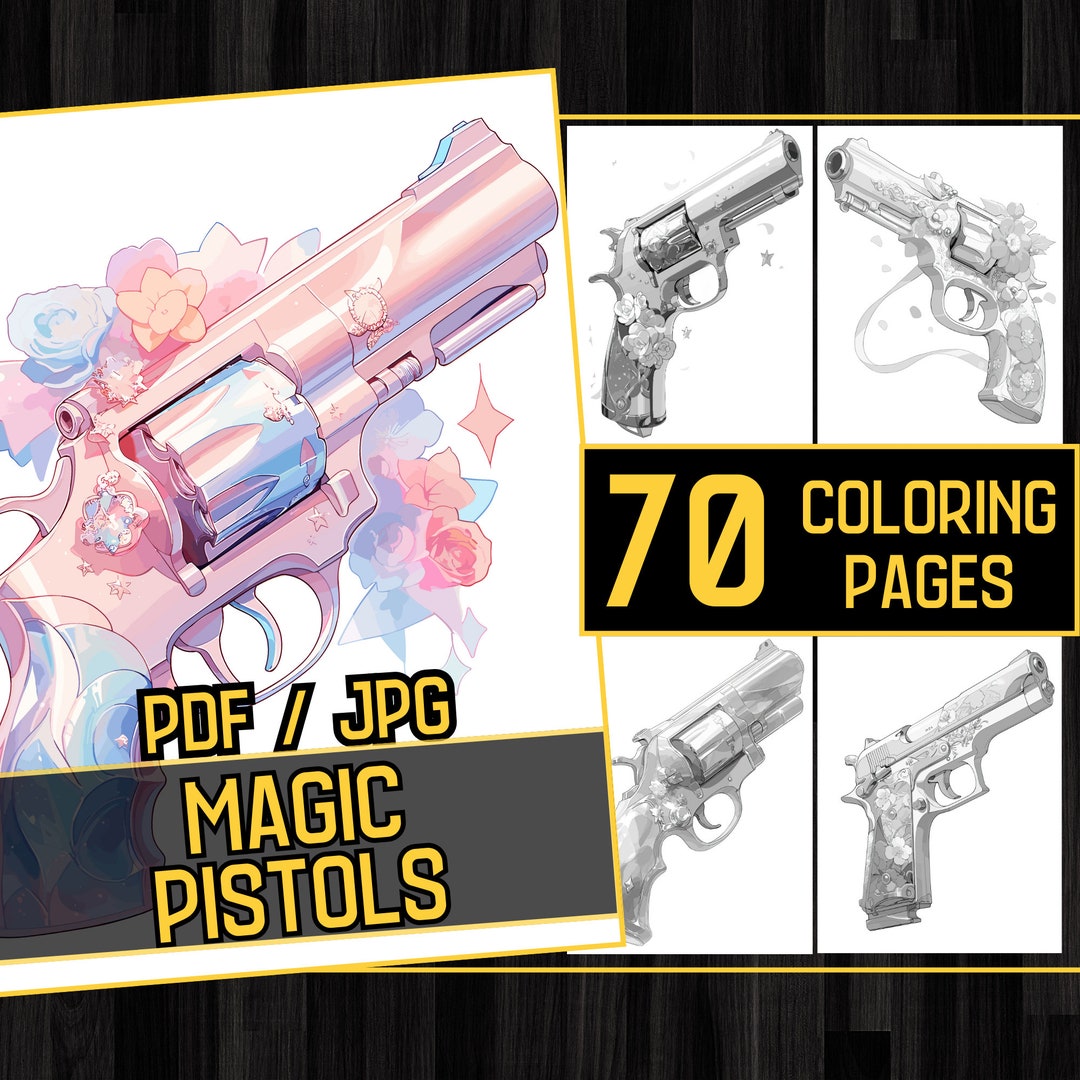 Magic Pistols 70 Gun Coloring Page Book, Adults Kids Instant Download ...