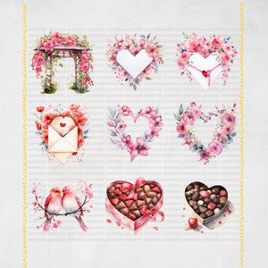 Watercolor Valentine's Day Clipart Bundle Red Roses Clipart Images ...