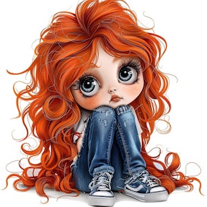 Paquete de 10 imágenes prediseñadas de chicas divertidas y peculiares, ilustraciones de chicas adorables, imágenes prediseñadas de acuarela imprimibles, JPG de alta calidad, manualidades de papel, diarios basura