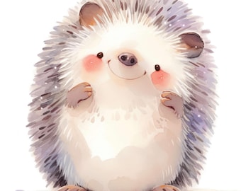 19 Cartoon Hedgehog Clipart Set, Cute Animal Illustrations, Printable Watercolor Clipart, High Quality JPG, Digital Download, Commercial Use