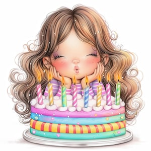 15 Quirky Birthday Cake Clipart Bundle, Birthday Images Prints, Printable Watercolor Clipart, High Quality JPG, Paper craft, Junk Journals