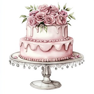 10 Kuchen mit Blumen Clipart Bundle, druckbare Aquarell Hochzeit Clipart, druckbare Aquarell Clipart, hochwertige JPGs, Junk Journals