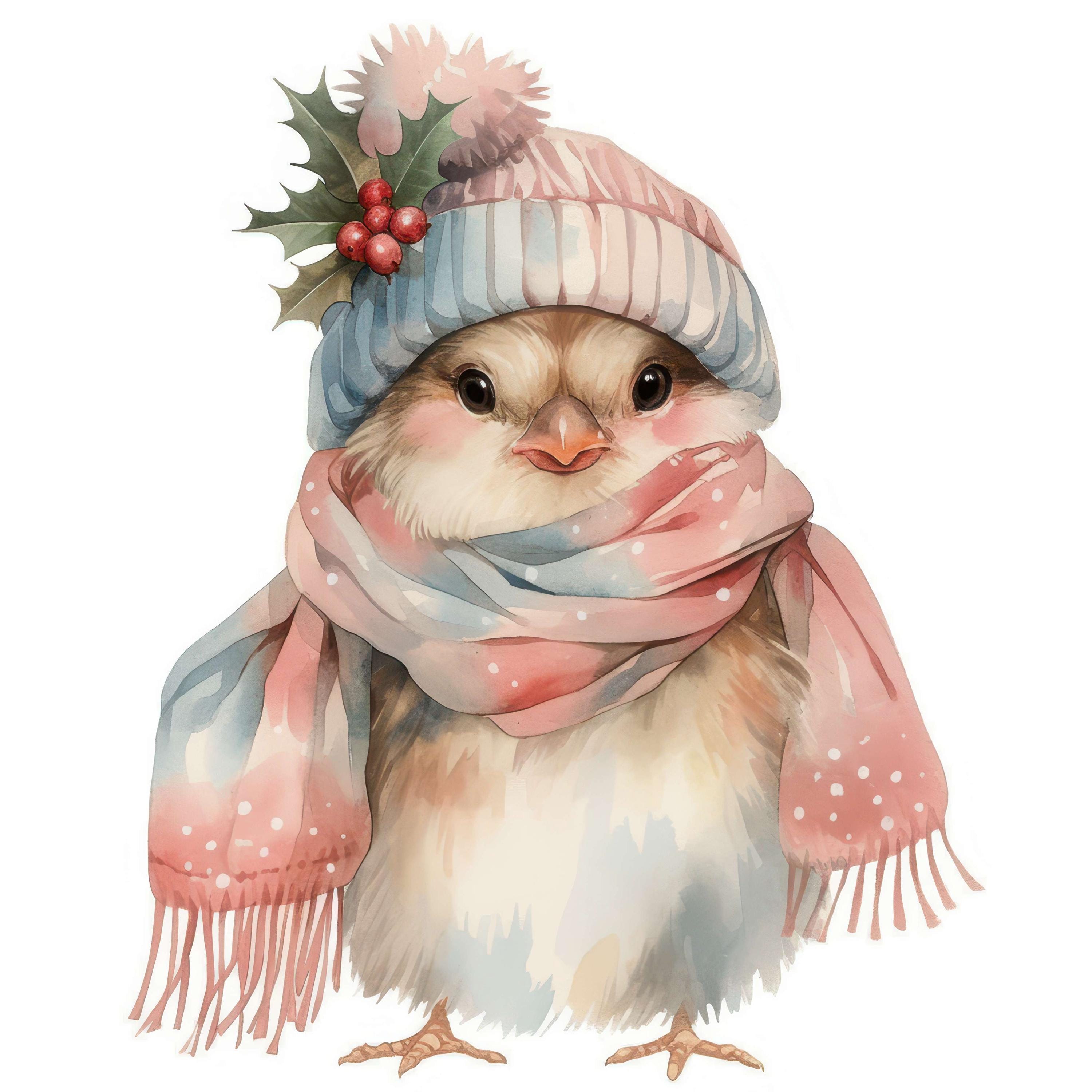 12 Funny Robin Clipart Set, Printable Watercolor Christmas Robin ...