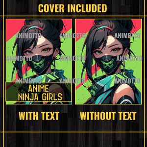 Anime Ninja Girls Manga 70 Coloring Page Book, Fantasy Anime Coloring Pages for Adults and Kids, Instant Download, Printable PDF & JPG
