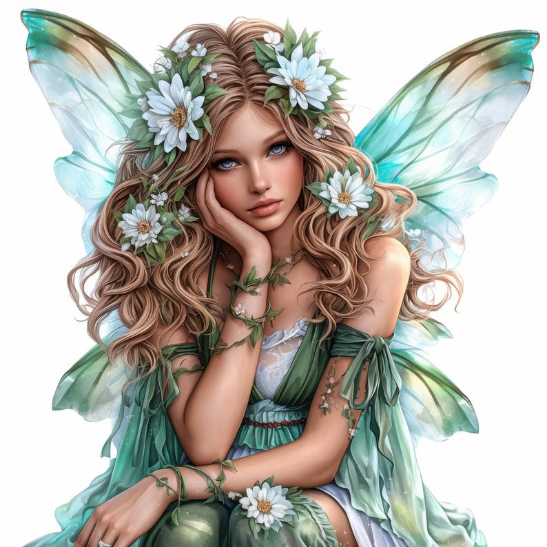 11 Forest Fairies Set 2 Clipart Bundle, Fantasy Illustrations, Printable Watercolor clipart, High Quality JPGs, Paper crafts, junk journals