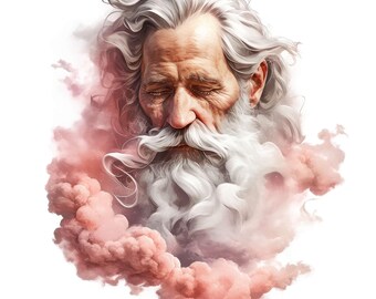10 Kind Old Man In Sky Clipart, Cute Clipart Diy Crafts, Printable Watercolor Clipart, Instant Digital Download, Scrapbooking, Junk Journals