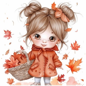 10 schrullig Herbst Mädchen, Clipart, Herbst Illustrationen, druckbare Aquarell Clipart, hohe Qualität JPG, Papier Handwerk, Junk Journal