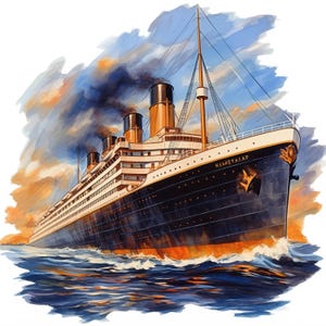 10 Titanic clipartbundel, Titanic wordt afgedrukt afbeeldingen illustraties, afdrukbare aquarel clipart, hoge kwaliteit JPG, Paper Craft, ongewenste tijdschriften