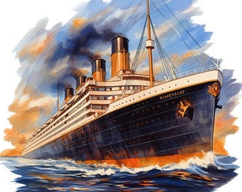 10 Titanic clipartbundel, Titanic wordt afgedrukt afbeeldingen illustraties, afdrukbare aquarel clipart, hoge kwaliteit JPG, Paper Craft, ongewenste tijdschriften