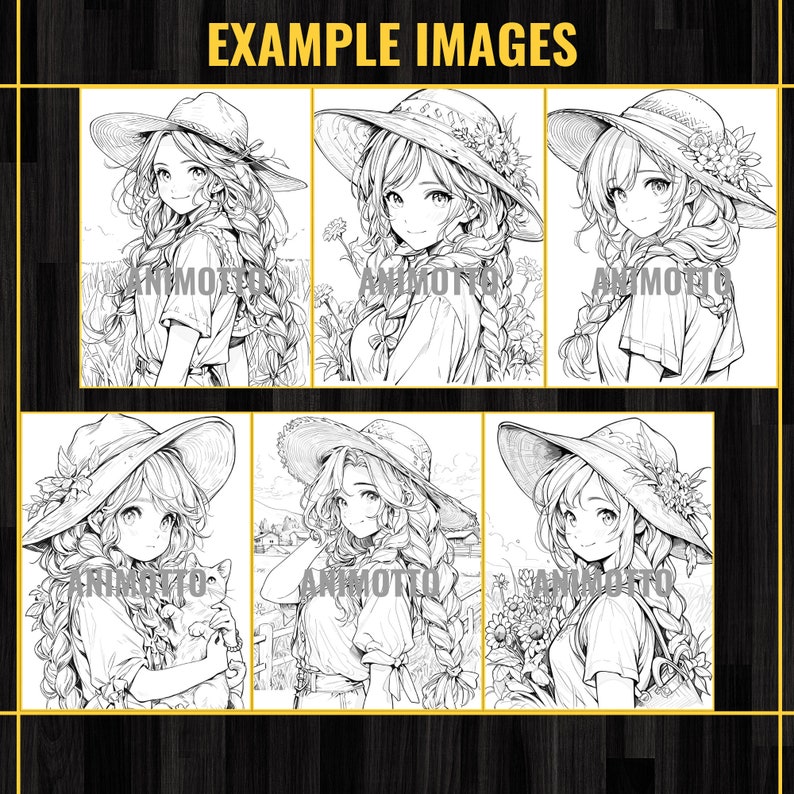 Anime Farmer Girls Adult Coloring Book 75 Handsome Coloring Pages,Grayscale Cowgirl Anime Manga Coloring Page,Instant Download,Printable PDF