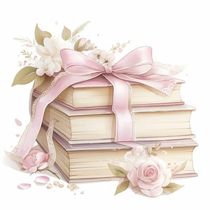 10 bloemen vintage boeken clipartbundel, afdrukbare aquarel shabby chic clipart, hoge kwaliteit jpg's, Papercraft, Digitale download, Tijdschrift