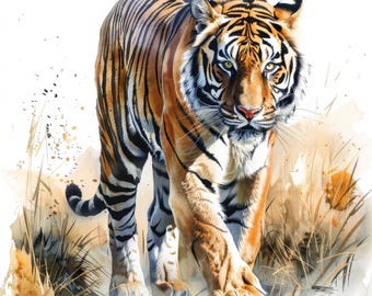 リアルな虎の肖像画 リアルな虎のクリップアート - 高解像度デジタルダウンロード、雄大な