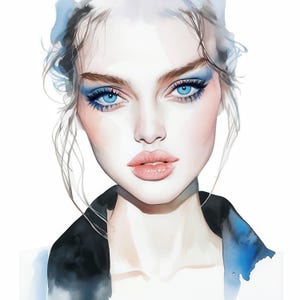 10 affascinanti donne look clipart bundle, stampabili acquerello occhi donna immagini illustrazioni, JPG di alta qualità, diari spazzatura, artigianato di carta