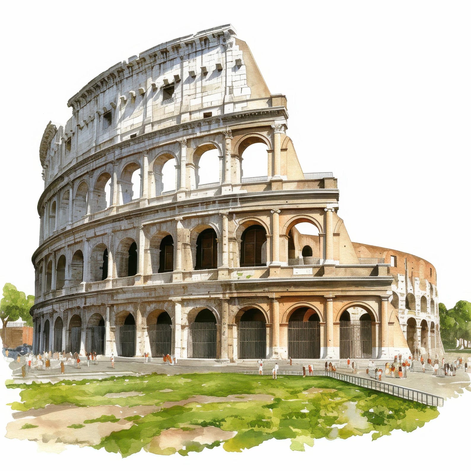 11 Coliseum Vineyards Clipart Bundle, Roman Ruins Illustrations ...