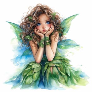 Bundle de 11 cliparts fées vertes, clipart aquarelle imprimable, JPG de haute qualité, téléchargement numérique, créations en papier, fabrication de cartes, journaux indésirables