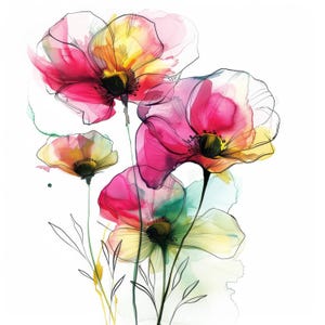 Paquete de 11 imágenes prediseñadas de acuarela de varias flores, flores imprimibles, imágenes prediseñadas, archivos JPG de alta calidad, descarga digital, manualidades de papel, diarios basura