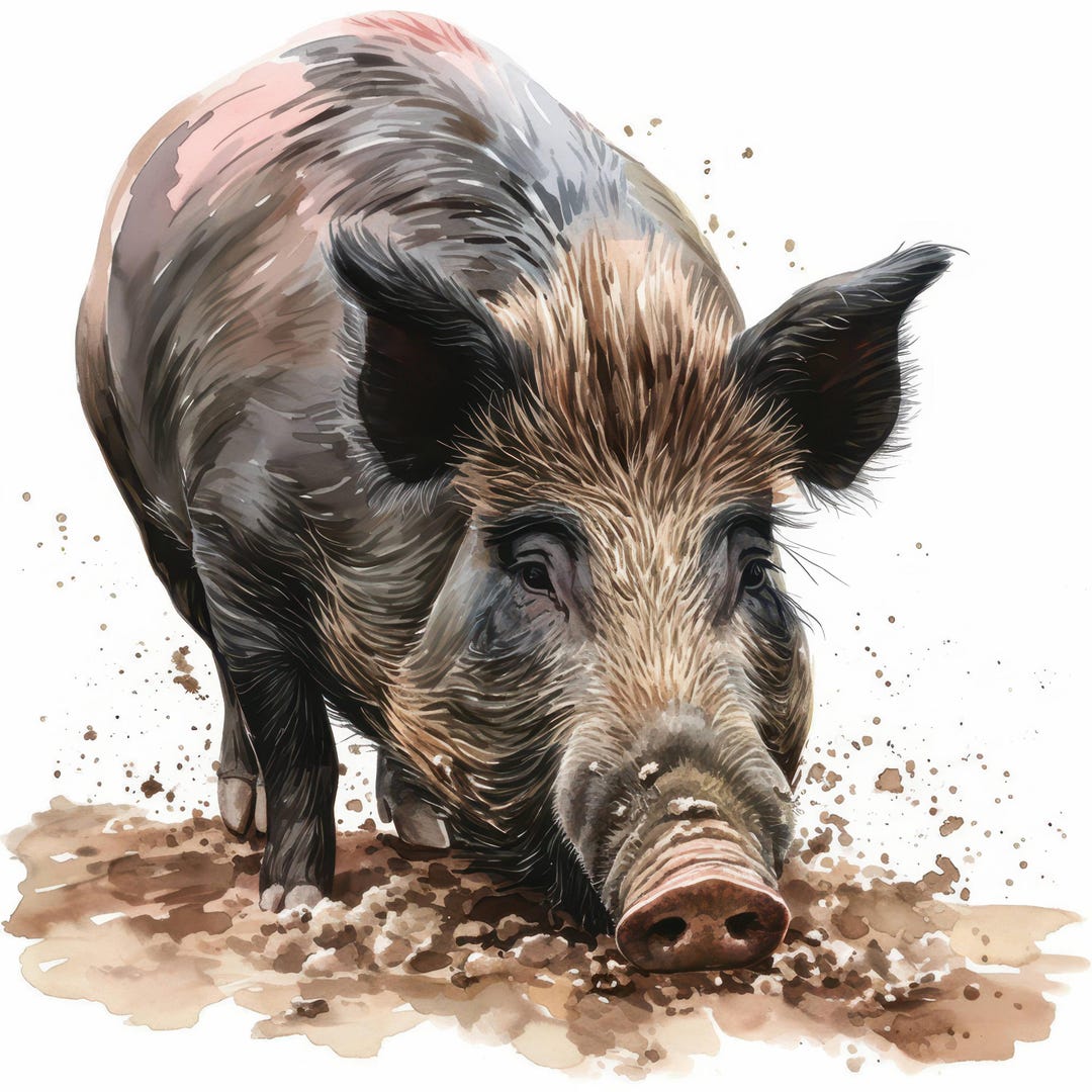 10 Boar Digging Soil Clipart Bundle, Wildlife Animal Illustrations ...