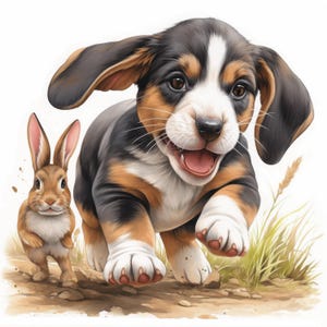 14 beagle jacht clipartbundel, jachthond afbeeldingen illustratie, afdrukbare aquarel clipart, hoge kwaliteit JPG, Paper Craft, Junk Journal