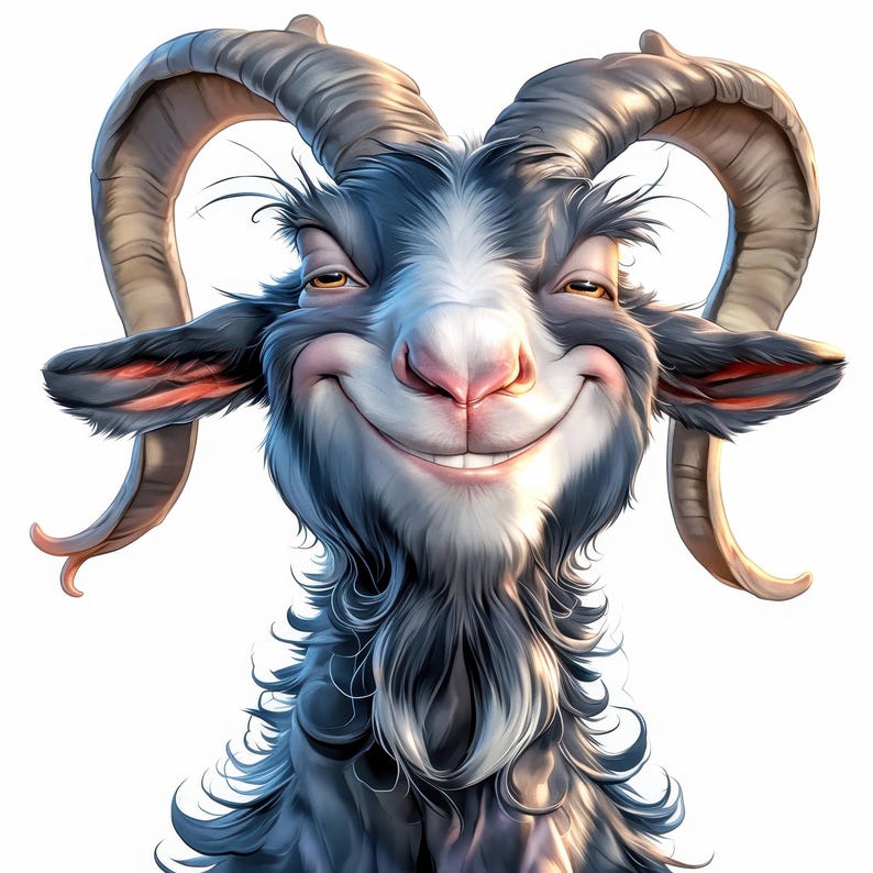 18 Funny Goat Clipart Bundle, Printable Watercolor Funny Goat Portrait Images, High Quality JPG, Digital download, Paper craft, Junk Journal