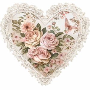 12 Heartshape Floral Lace clipartbundel, vintage clipart, kaarten maken, scrapbooking, hoge kwaliteit jpg, digitale download, ongewenste tijdschriften
