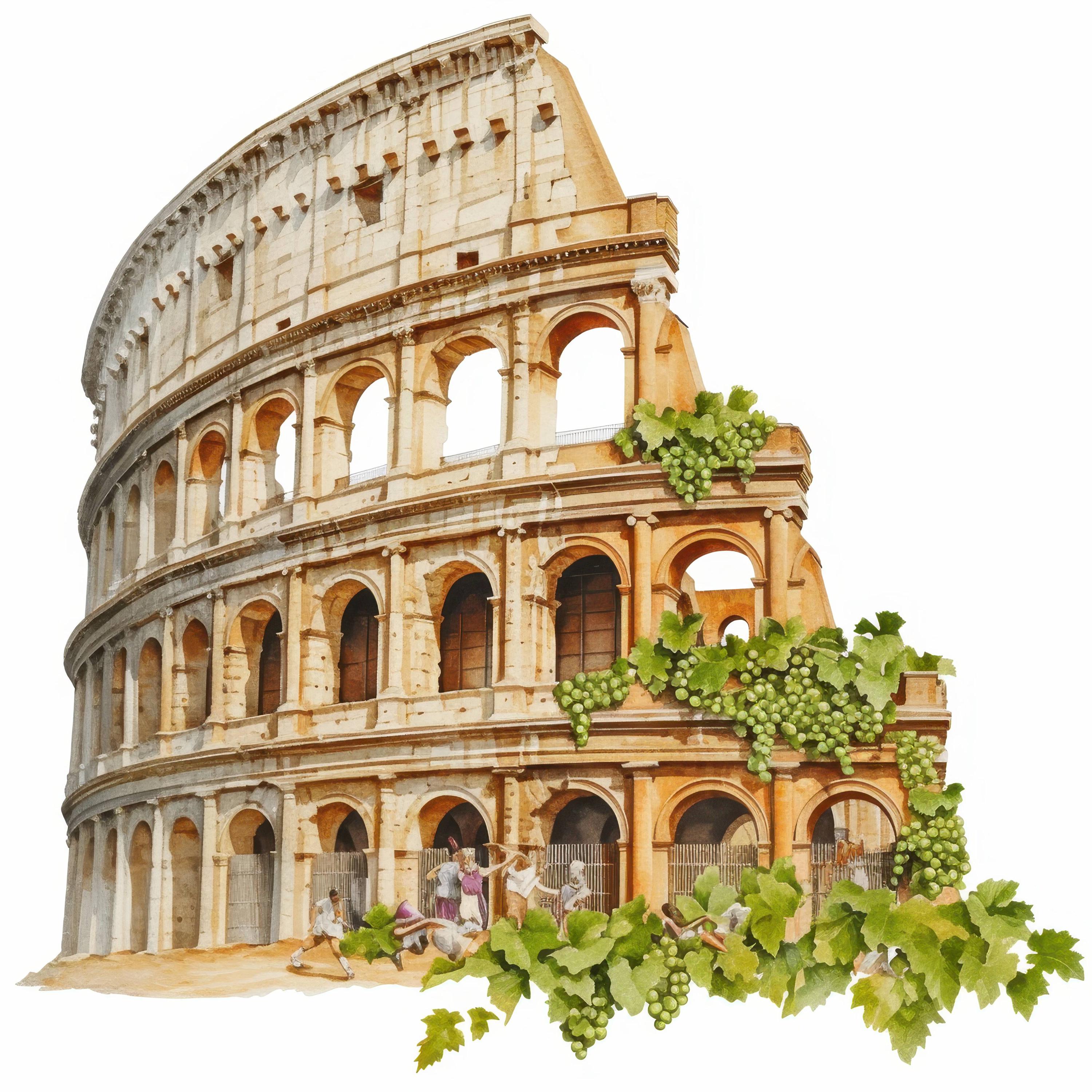 11 Coliseum Vineyards Clipart Bundle, Roman Ruins Illustrations ...