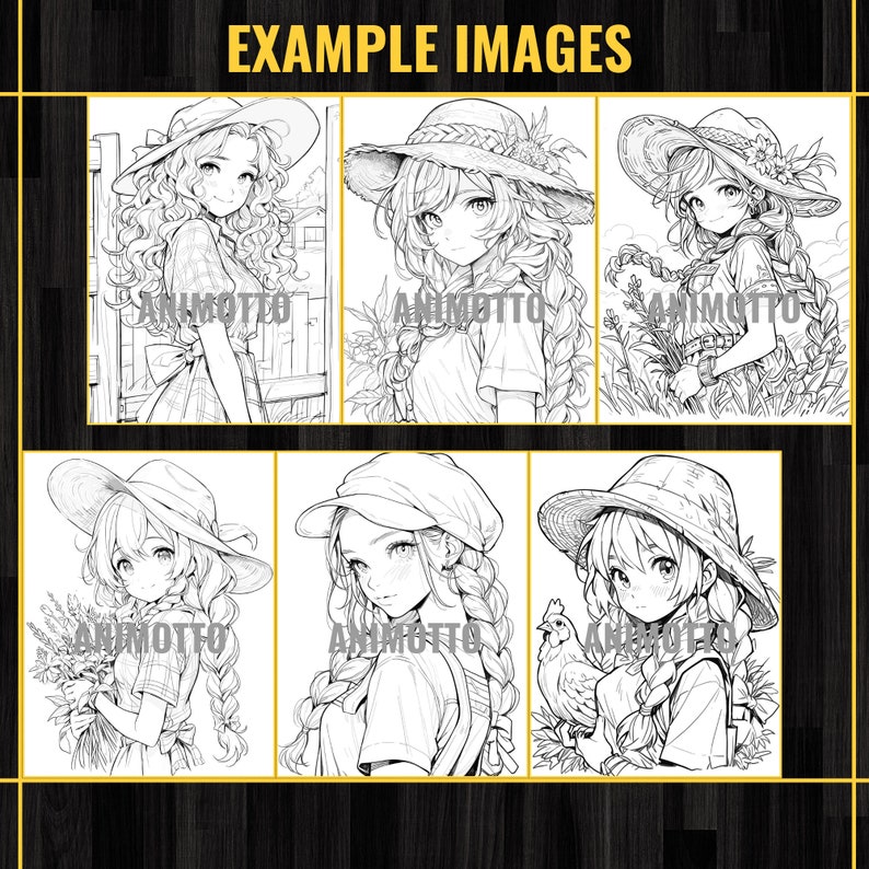 Anime Farmer Girls Adult Coloring Book 75 Handsome Coloring Pages,Grayscale Cowgirl Anime Manga Coloring Page,Instant Download,Printable PDF
