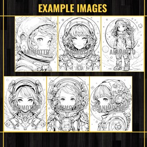 Anime Space Girls Manga 75 Coloring Page Book, Astronaut Anime Coloring Pages for Adults and Kids, Instant Download, Printable PDF & JPG