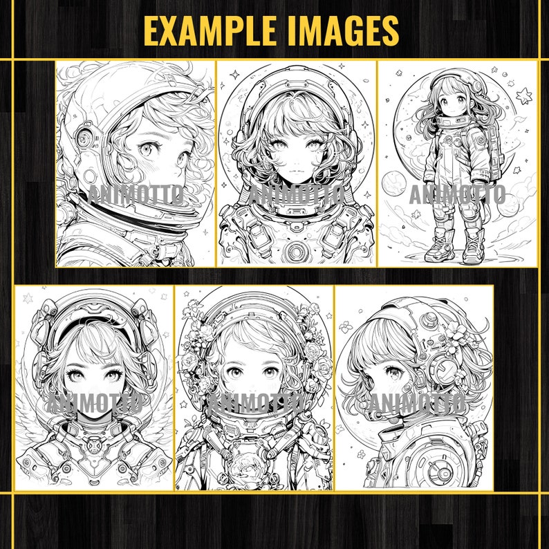 Anime Space Girls Manga 75 Coloring Page Book, Astronaut Anime Coloring Pages for Adults and Kids, Instant Download, Printable PDF & JPG