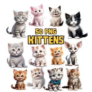 Watercolor Kittens Clipart | British Shorthair, Bengal, Munchkin, Persian, Birman Cat Illustrations | Instant Download for Commercial Use