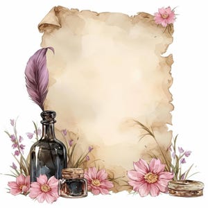 12 antieke bloem rol clipartbundel, afdrukbare aquarel vintage bloemen papier clipart, hoge kwaliteit jpg's, Papercraft, Junk Journals