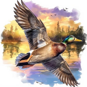 Pacote com 18 cliparts da temporada de caça ao pato, imagens e ilustrações de patos, clipart em aquarela para impressão, JPG de alta qualidade, artesanato em papel, diários de sucata