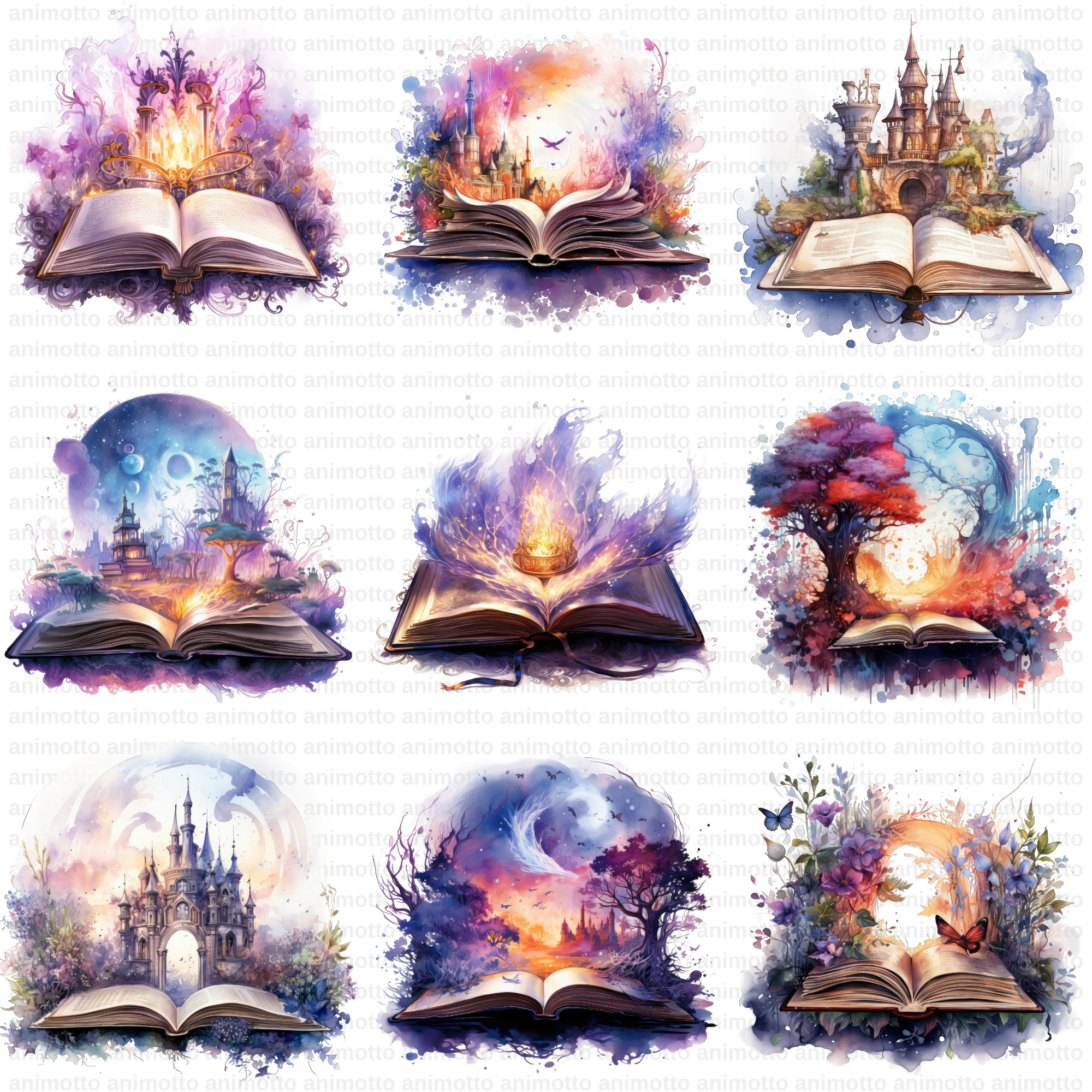 Watercolor Fantasy Books Clipart | Fantasy Graphics, Fairytale and ...