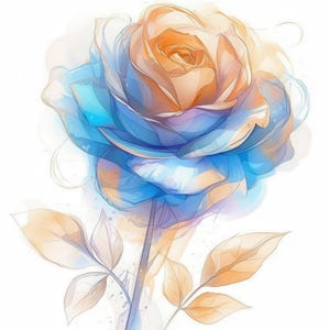 10 set di clipart di fiori astratti 2, clipart artistiche stampabili ad acquerello, illustrazioni per la creazione di biglietti, JPG di alta qualità, diari spazzatura